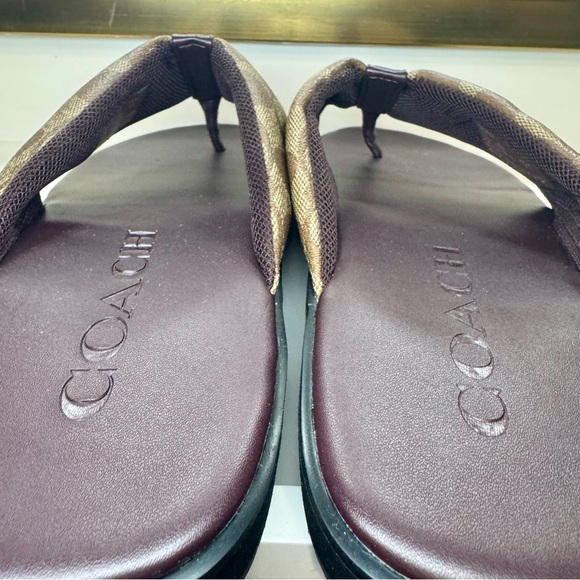 Coach Men’s Signature Canvas Flip Flop Sandals Size 10D G4921 New No Box/Tags - Picture 8 of 14